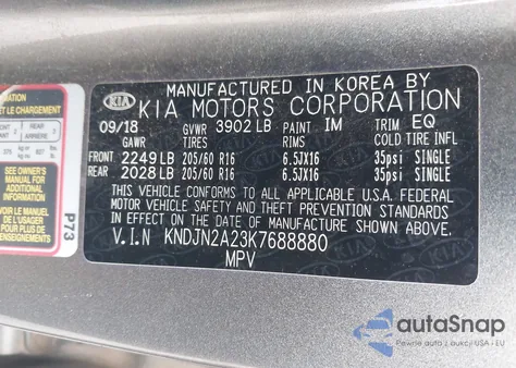 2019 Kia Soul из США, поврежденный, VIN KNDJN2A23K7688880